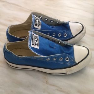 Bright blue converse.